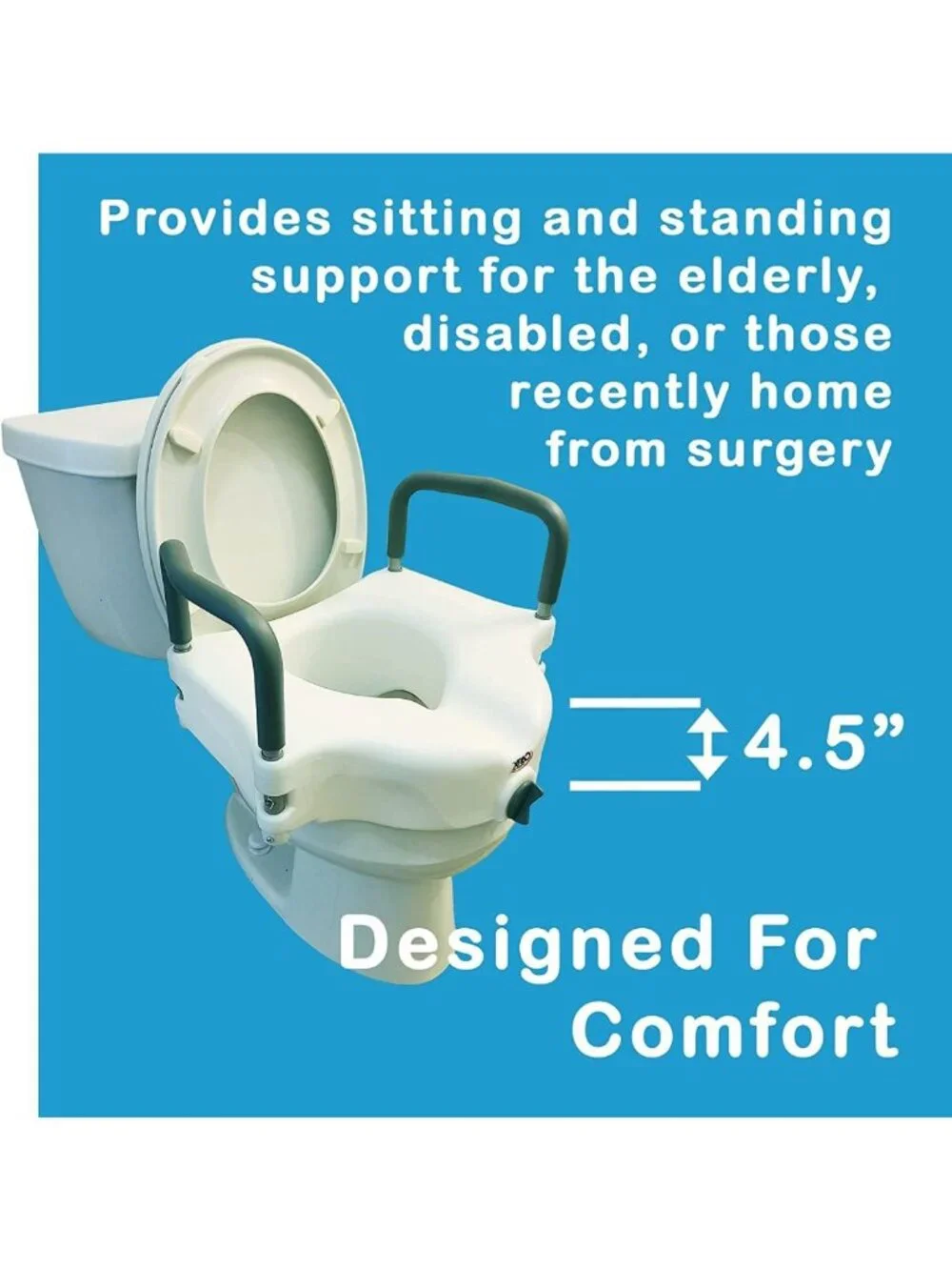 Elevated Toilet Seat Riser with Handles - 4.5